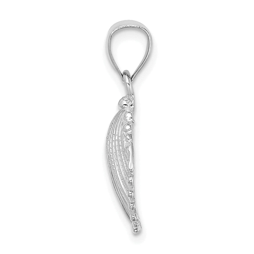 Lovely Rita's Pendants & Charms 14k White Gold Soild Polished Texture Finish Scallop Shell Charm Pendant
