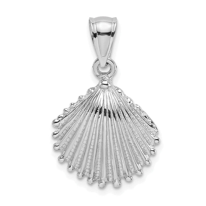 Lovely Rita's Pendants & Charms 14k White Gold Soild Polished Texture Finish Scallop Shell Charm Pendant