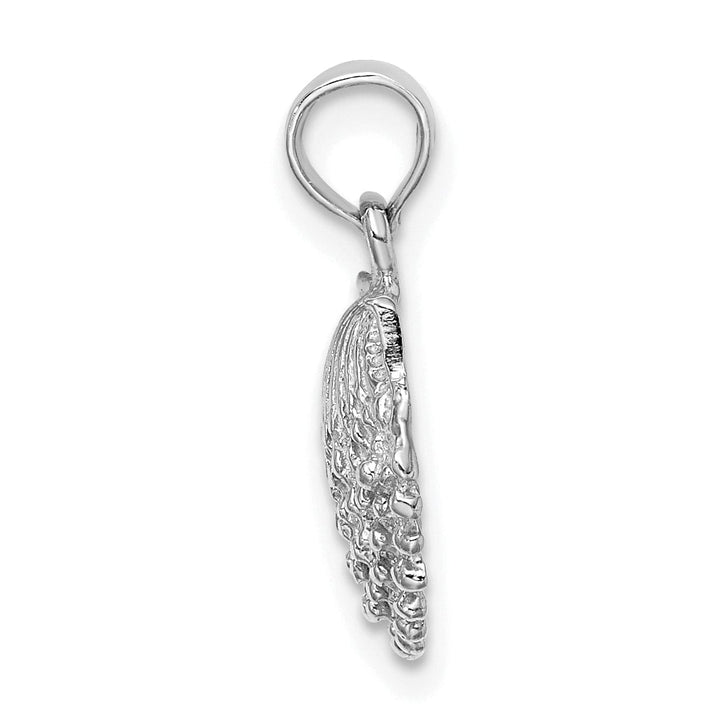 Lovely Rita's Pendants & Charms 14k White Gold Soild Polished Textured Finish Scallop Shell Charm Pendant