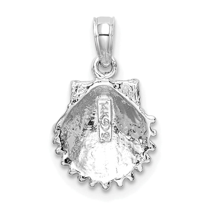 Lovely Rita's Pendants & Charms 14k White Gold Soild Polished Textured Finish Scallop Shell Charm Pendant