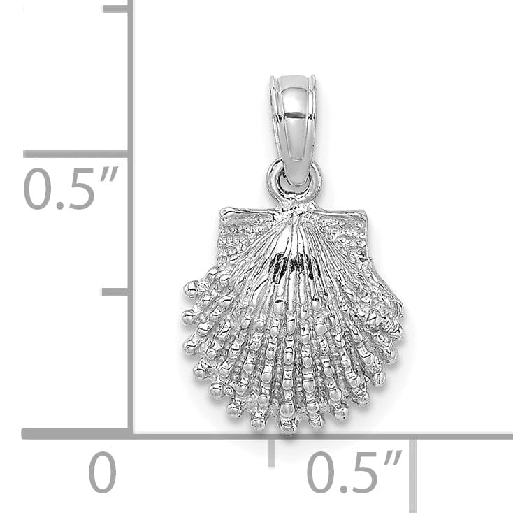 Lovely Rita's Pendants & Charms 14k White Gold Soild Polished Textured Finish Scallop Shell Charm Pendant