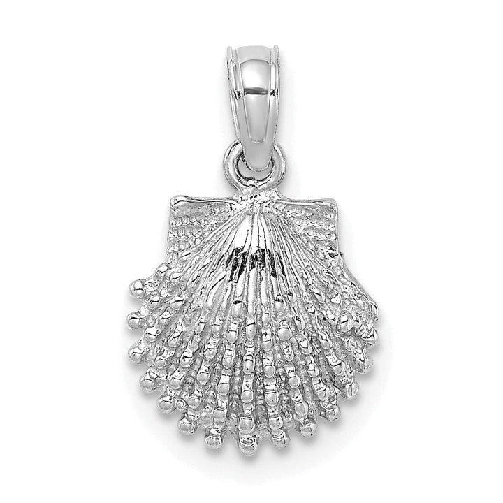 Lovely Rita's Pendants & Charms 14k White Gold Soild Polished Textured Finish Scallop Shell Charm Pendant