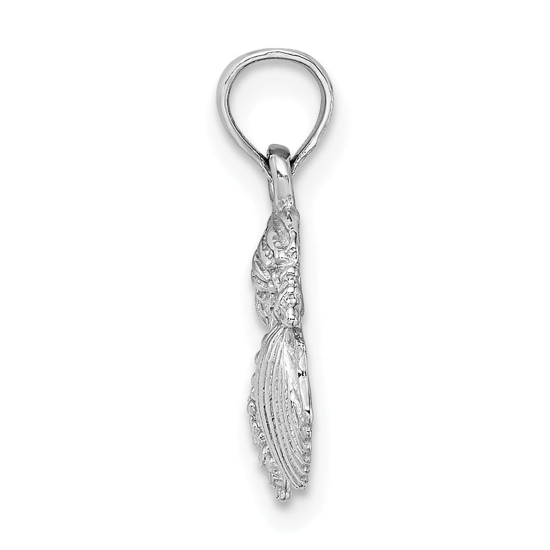 Lovely Rita's Pendants & Charms 14k White Gold Soild Textured Polished Finish Mini Size Four Shell Cluster Charm Pendant