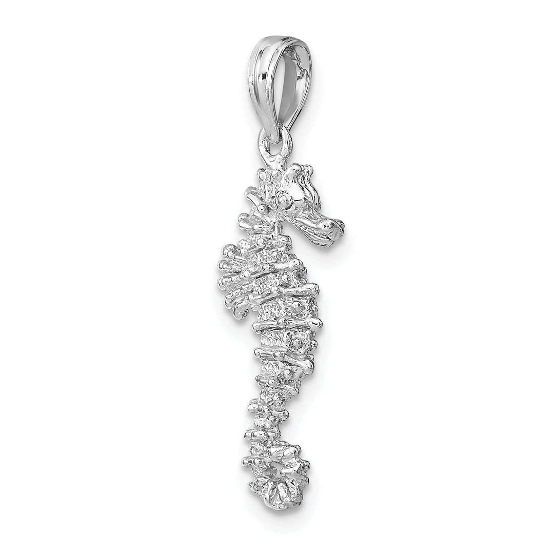 Lovely Rita's Pendants & Charms 14k White Gold Solid 3-Dimensional Texture Polished Finish Seahorse Charm Pendant