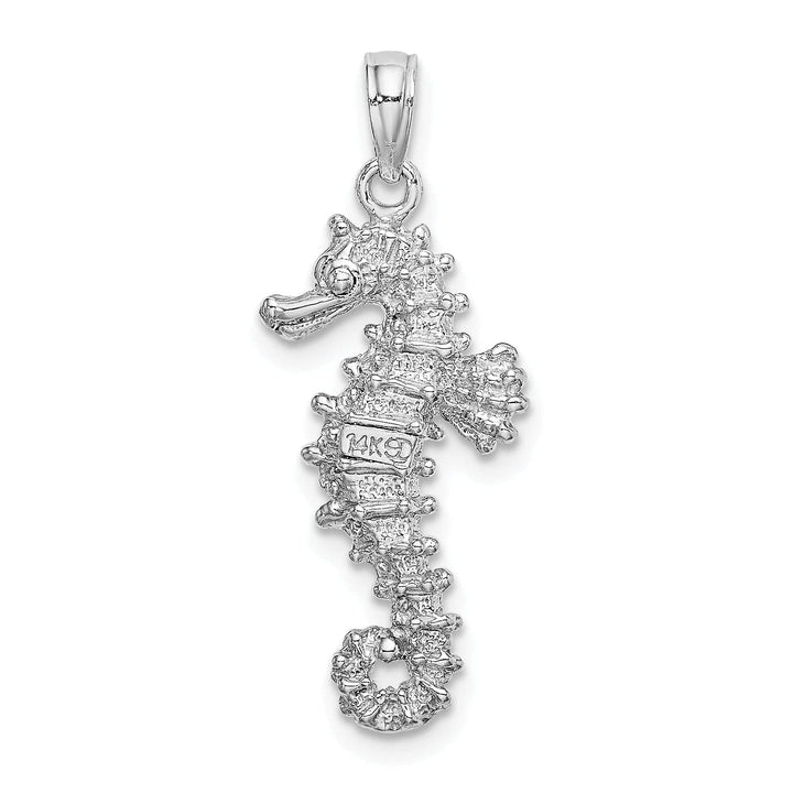 Lovely Rita's Pendants & Charms 14k White Gold Solid 3-Dimensional Texture Polished Finish Seahorse Charm Pendant