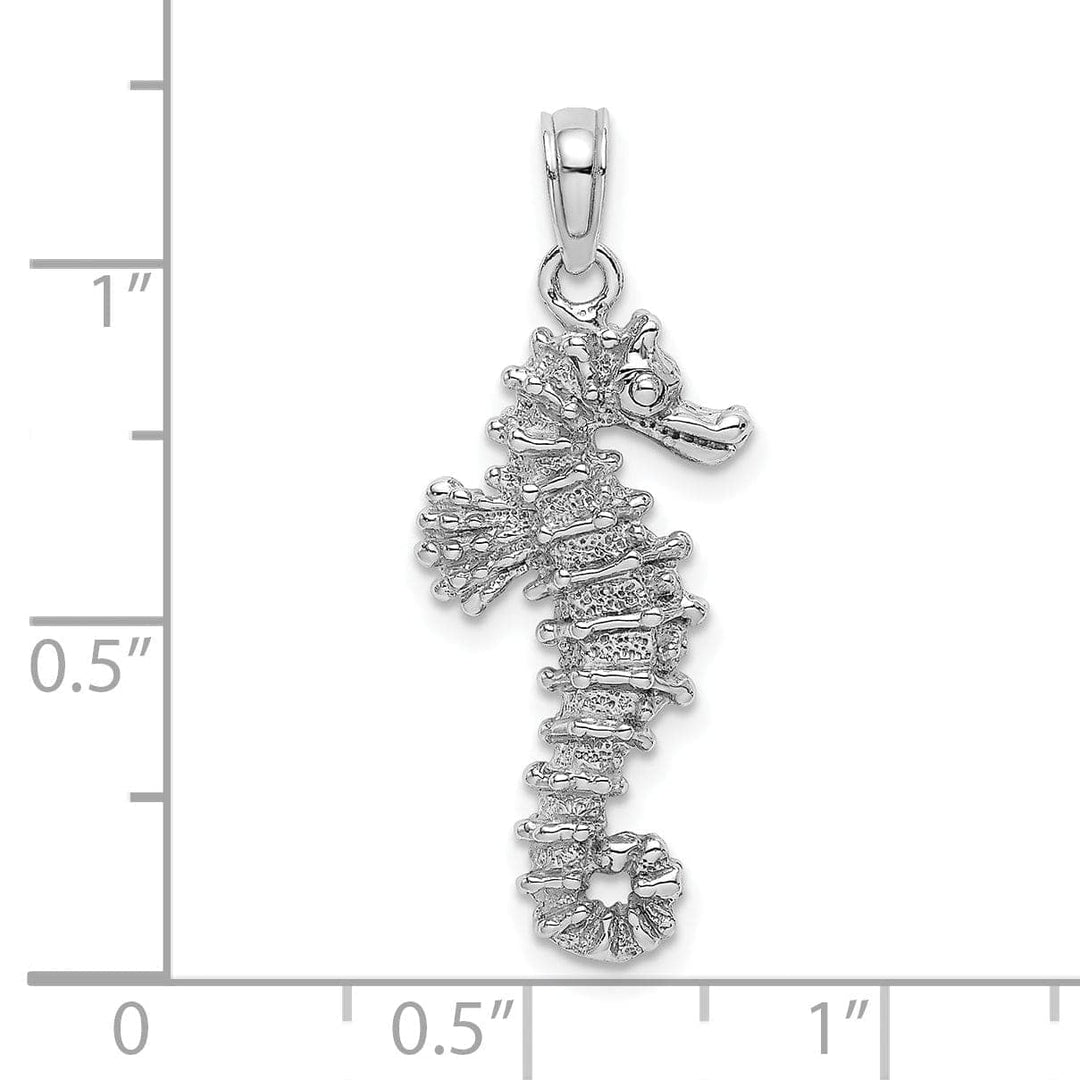 Lovely Rita's Pendants & Charms 14k White Gold Solid 3-Dimensional Texture Polished Finish Seahorse Charm Pendant