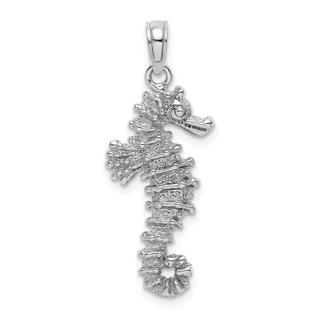 Lovely Rita's Pendants & Charms 14k White Gold Solid 3-Dimensional Texture Polished Finish Seahorse Charm Pendant