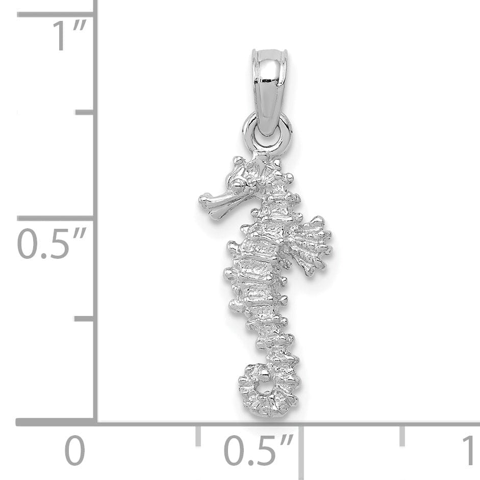 Lovely Rita's Pendants & Charms 14k White Gold Solid 3-Dimensional Textured Finish Seahorse Charm Pendant