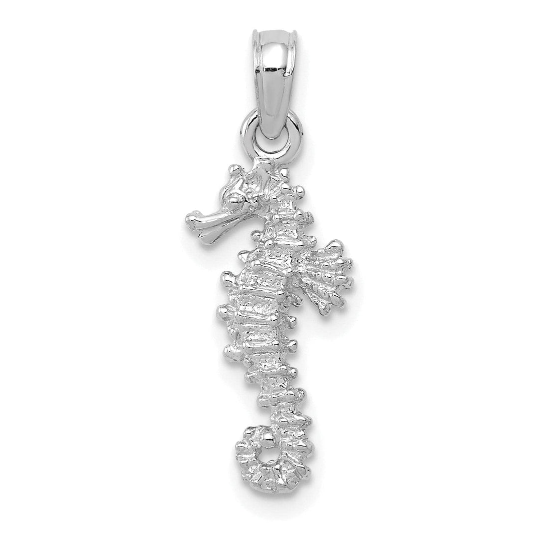 Lovely Rita's Pendants & Charms 14k White Gold Solid 3-Dimensional Textured Finish Seahorse Charm Pendant