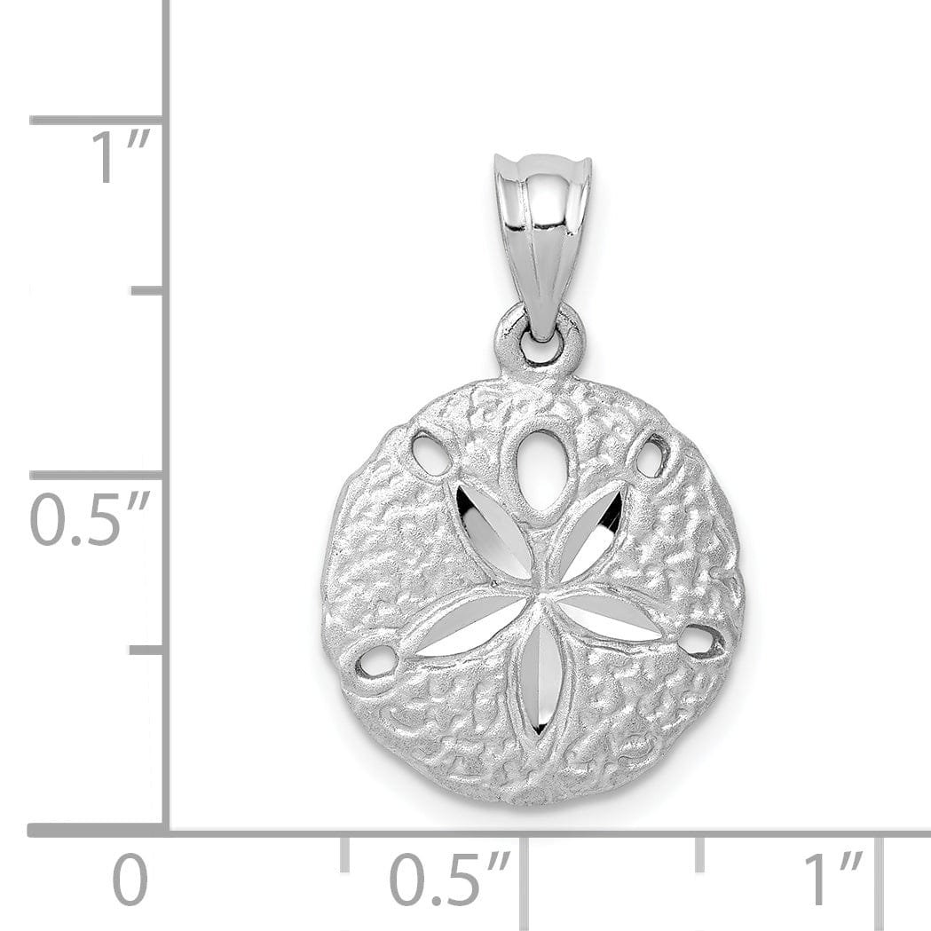 Lovely Rita's Pendants & Charms 14K White Gold Solid Brushed Diamond-Cut Finish Sea Sand Dollar Charm Pendant