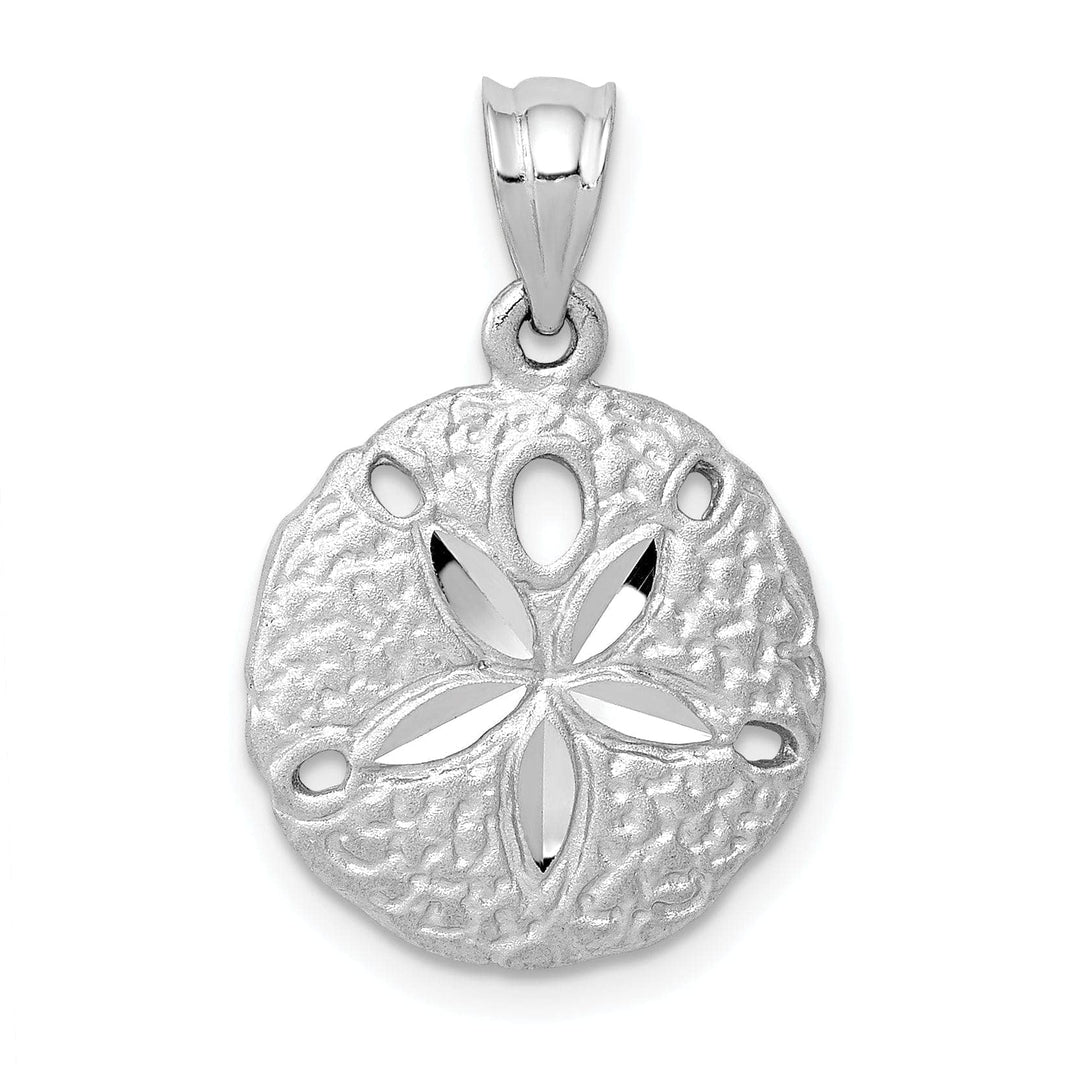 Lovely Rita's Pendants & Charms 14K White Gold Solid Brushed Diamond-Cut Finish Sea Sand Dollar Charm Pendant