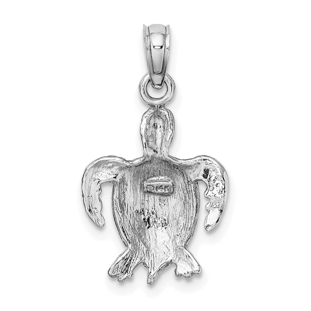 Lovely Rita's Pendants & Charms 14K White Gold Solid Casted Textured Polished Finish Sea Turtle Charm Pendant