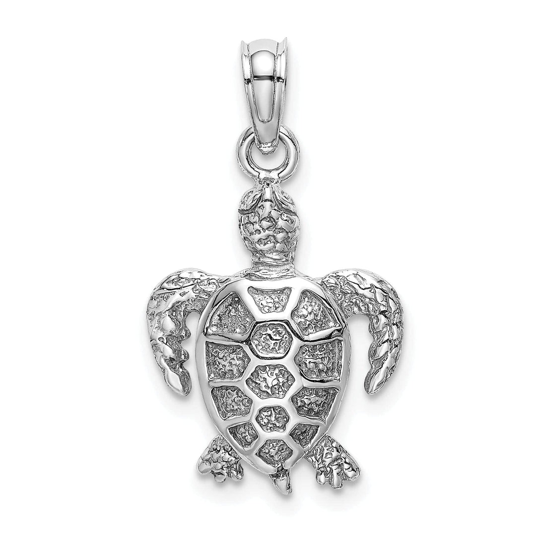 Lovely Rita's Pendants & Charms 14K White Gold Solid Casted Textured Polished Finish Sea Turtle Charm Pendant