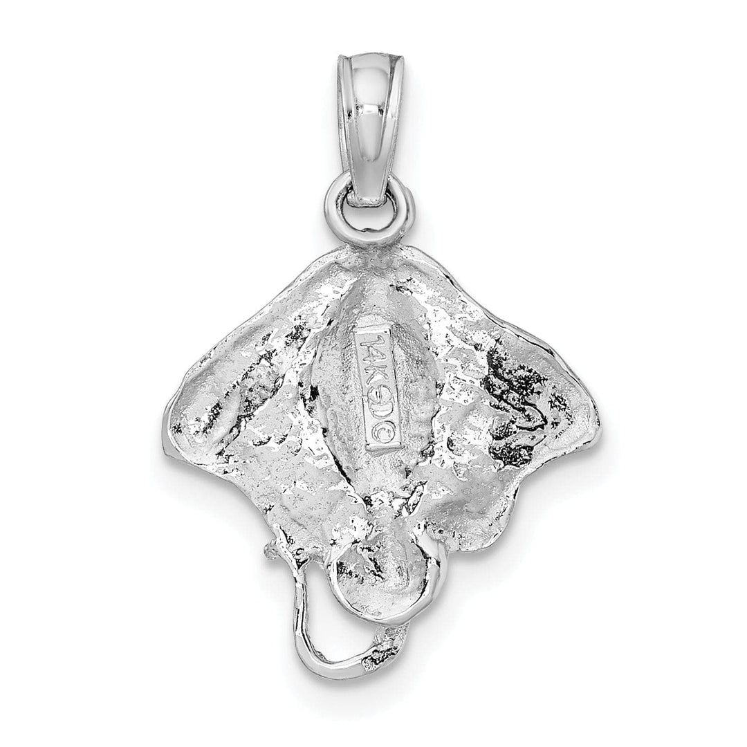Lovely Rita's Pendants & Charms 14K White Gold Solid Casted Textured Polished Finish Stingray Charm Pendant