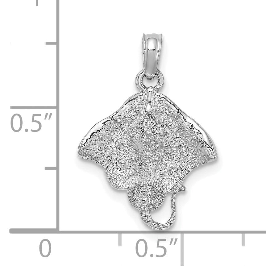 Lovely Rita's Pendants & Charms 14K White Gold Solid Casted Textured Polished Finish Stingray Charm Pendant