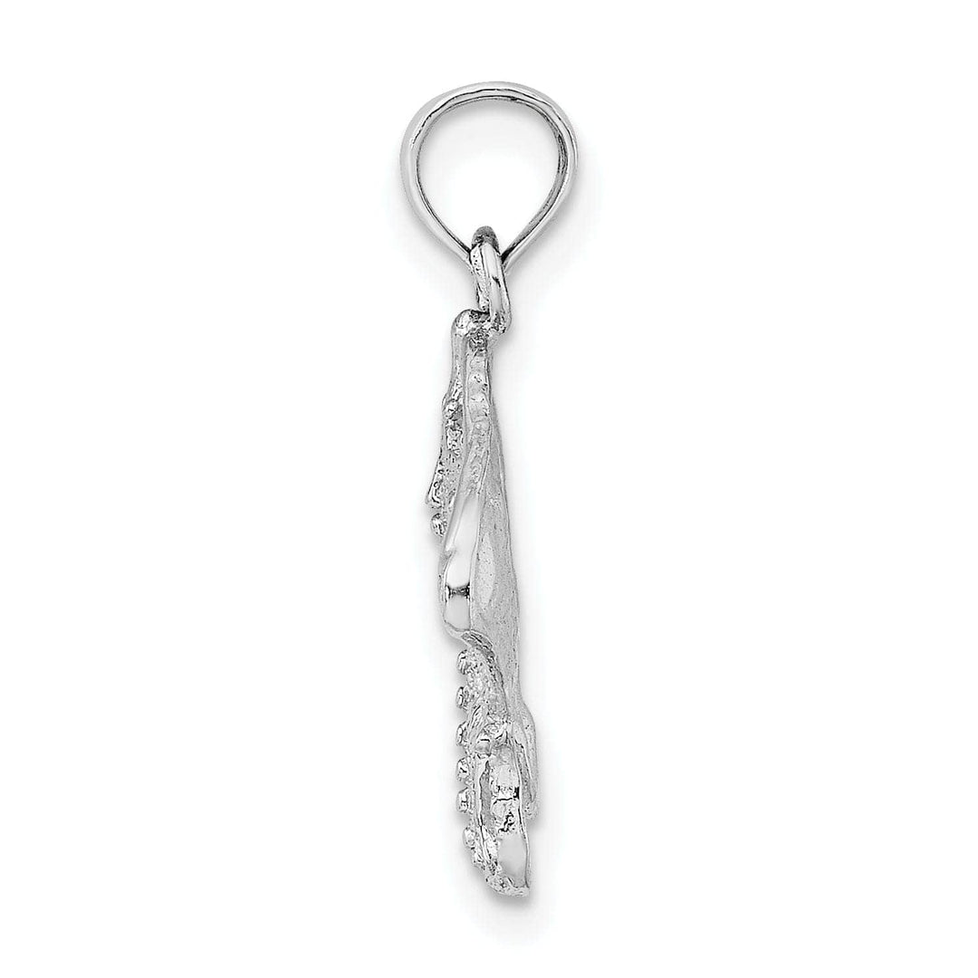 Lovely Rita's Pendants & Charms 14K White Gold Solid Casted Textured Polished Finish Stingray Charm Pendant
