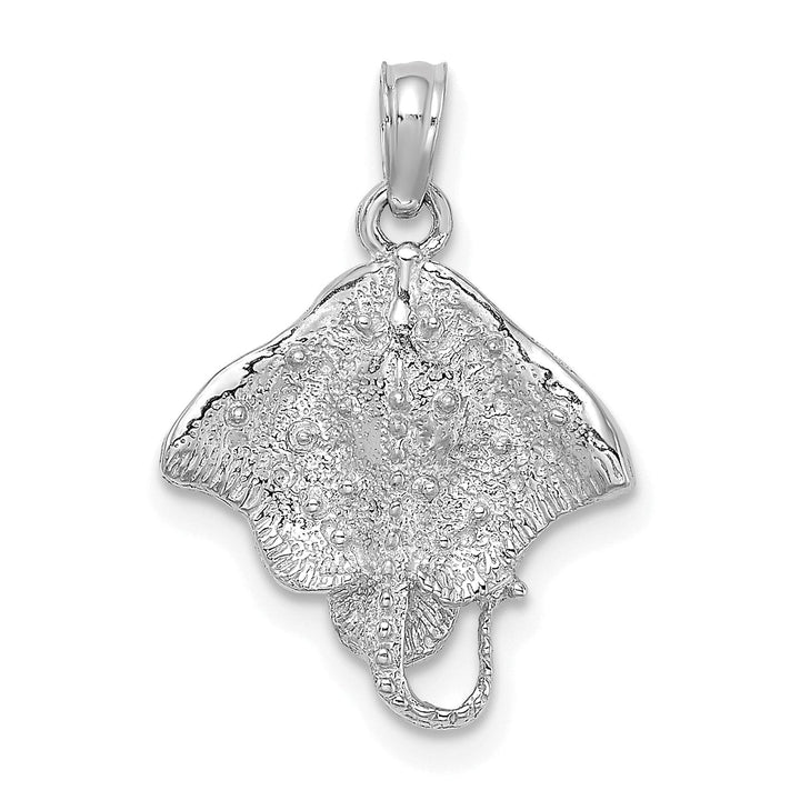 Lovely Rita's Pendants & Charms 14K White Gold Solid Casted Textured Polished Finish Stingray Charm Pendant