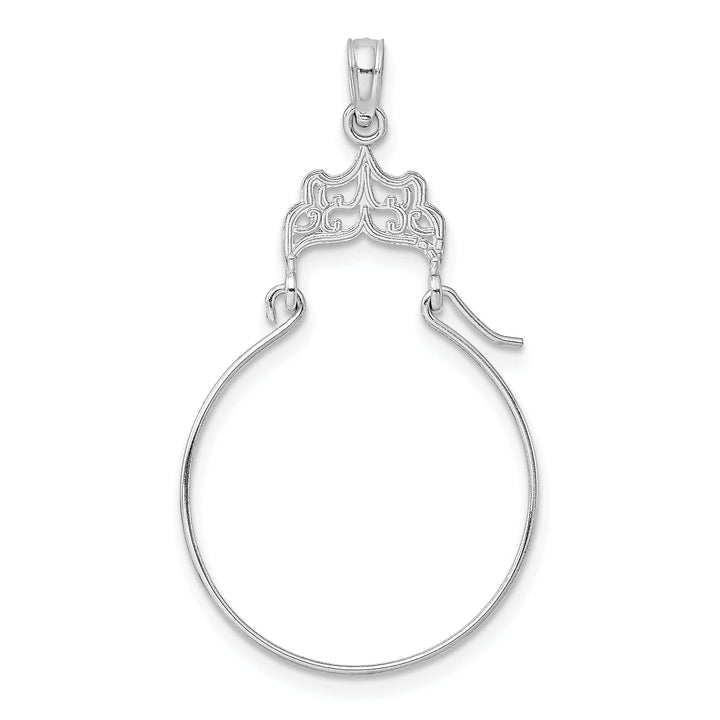 Lovely Rita's Pendants & Charms 14k White Gold Solid Design Filigree Charm Holder Pendant