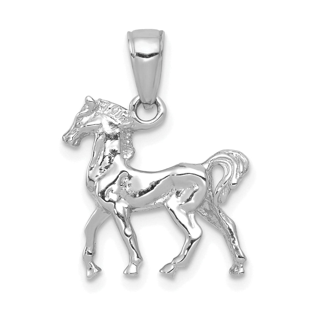 Lovely Rita's Pendants & Charms 14k White Gold Solid Diamond Polished Finish 3-Dimentional Unicorn Charm Pendant