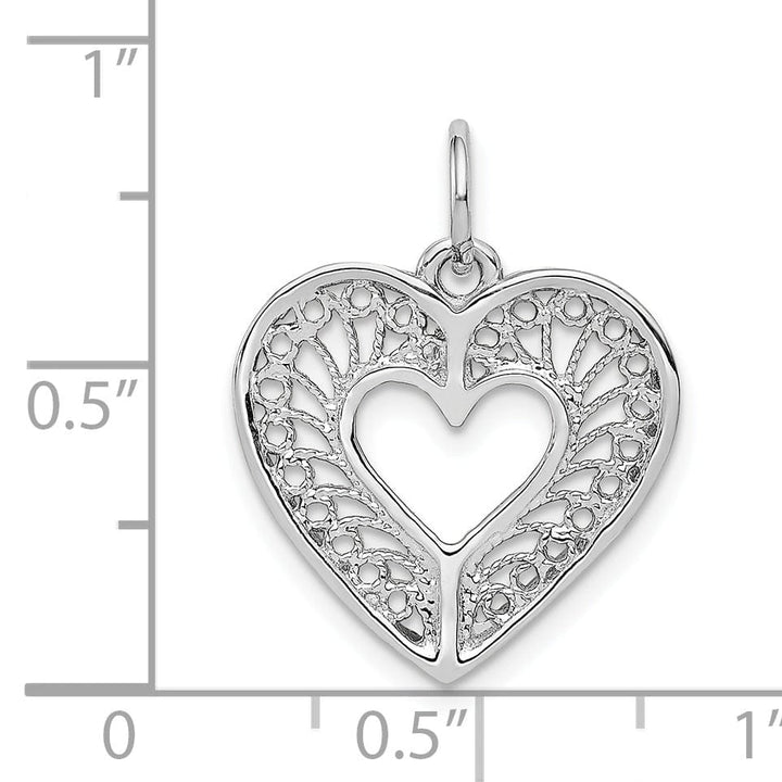 Lovely Rita's Pendants & Charms 14k White Gold Solid Fancy Filigree Heart Charm