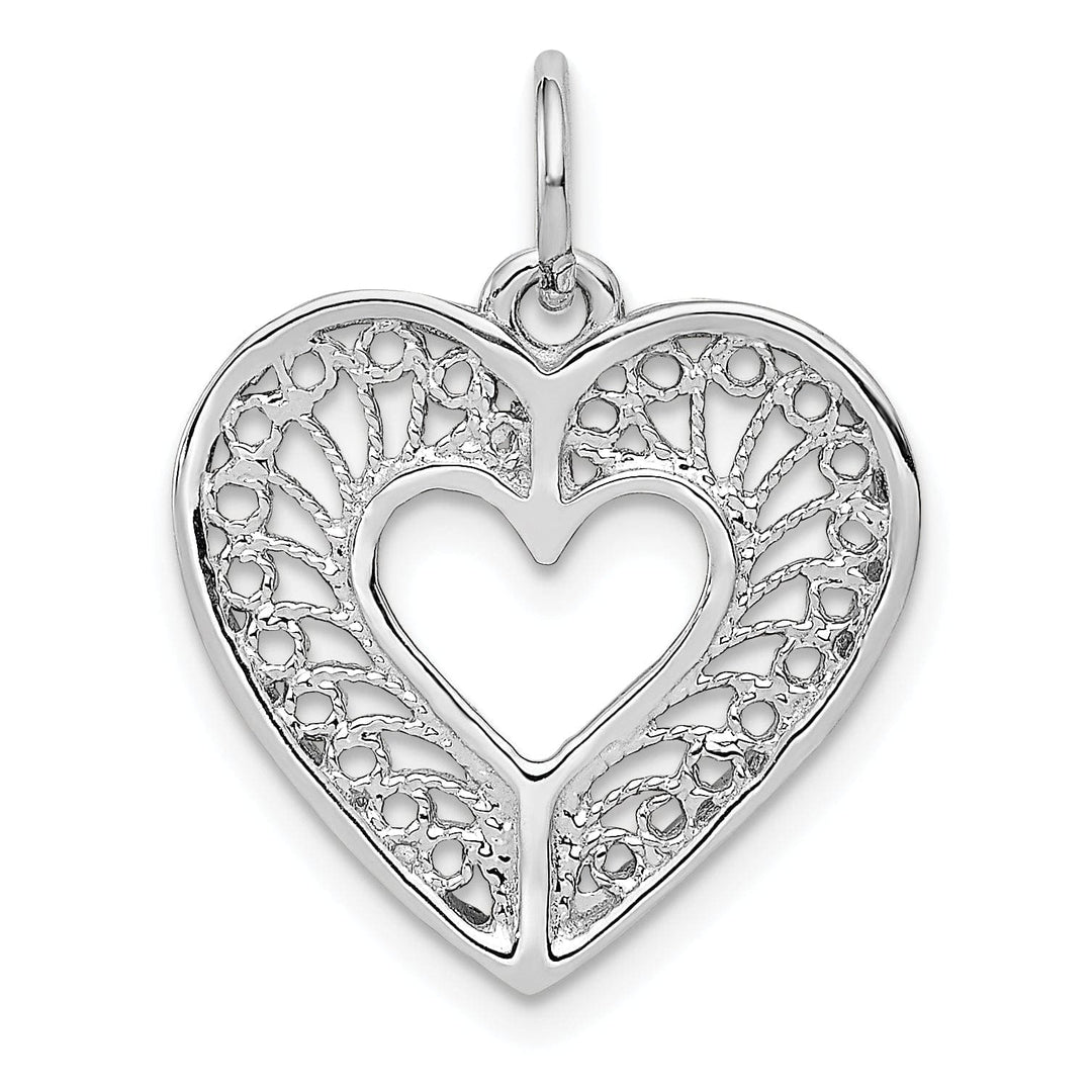 Lovely Rita's Pendants & Charms 14k White Gold Solid Fancy Filigree Heart Charm