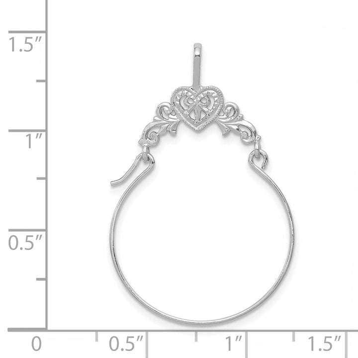 Lovely Rita's Pendants & Charms 14k White Gold Solid Filigree Heart Design Charm Holder Pendant