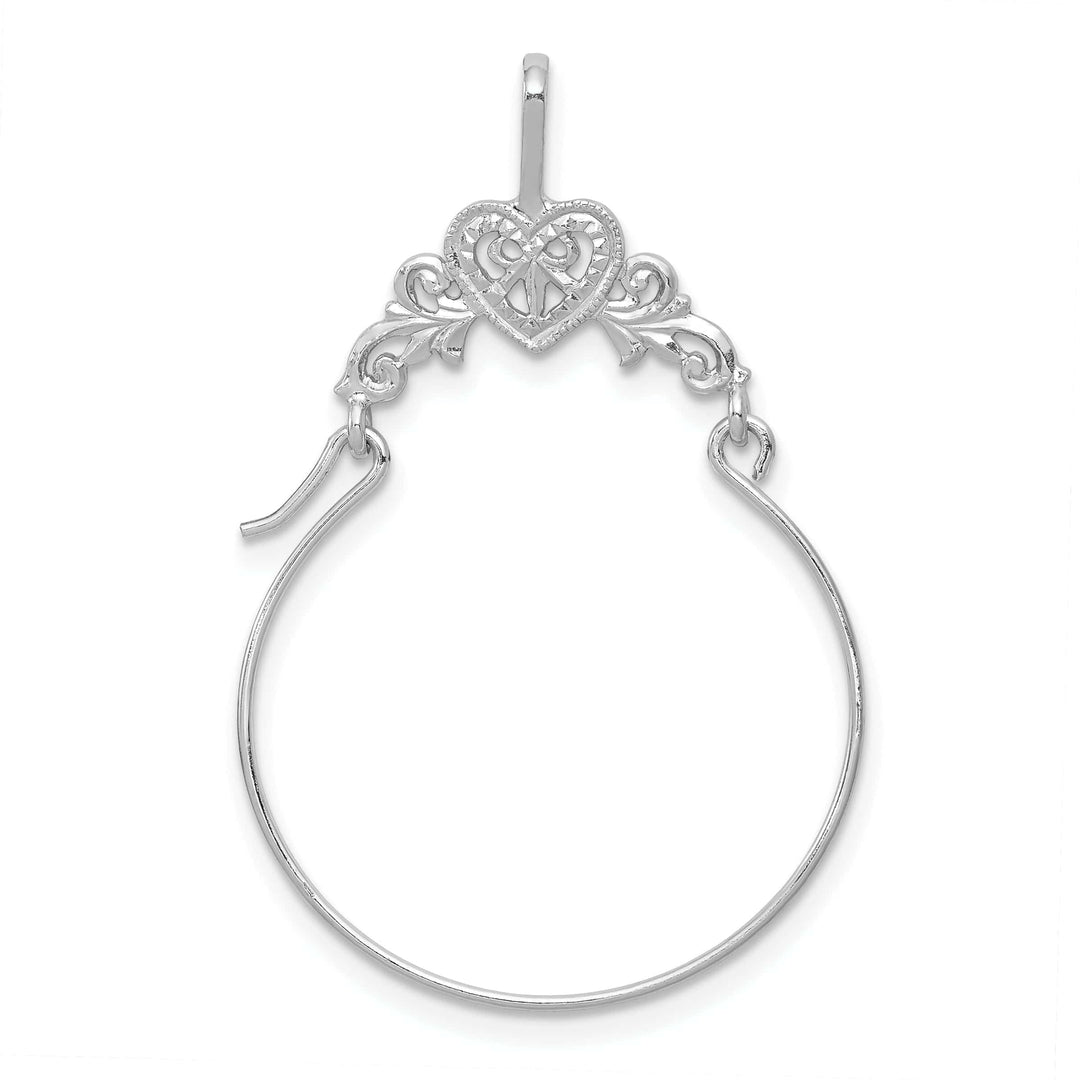 Lovely Rita's Pendants & Charms 14k White Gold Solid Filigree Heart Design Charm Holder Pendant