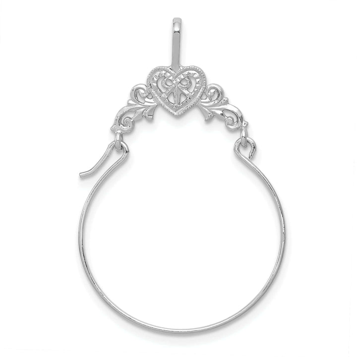 Lovely Rita's Pendants & Charms 14k White Gold Solid Filigree Heart Design Charm Holder Pendant