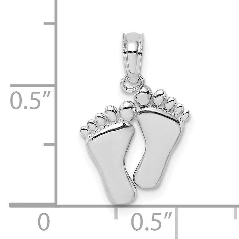 Lovely Rita's Pendants & Charms 14K White Gold Solid Flat Back Double Feet Hang Ten Style Charm Pendant