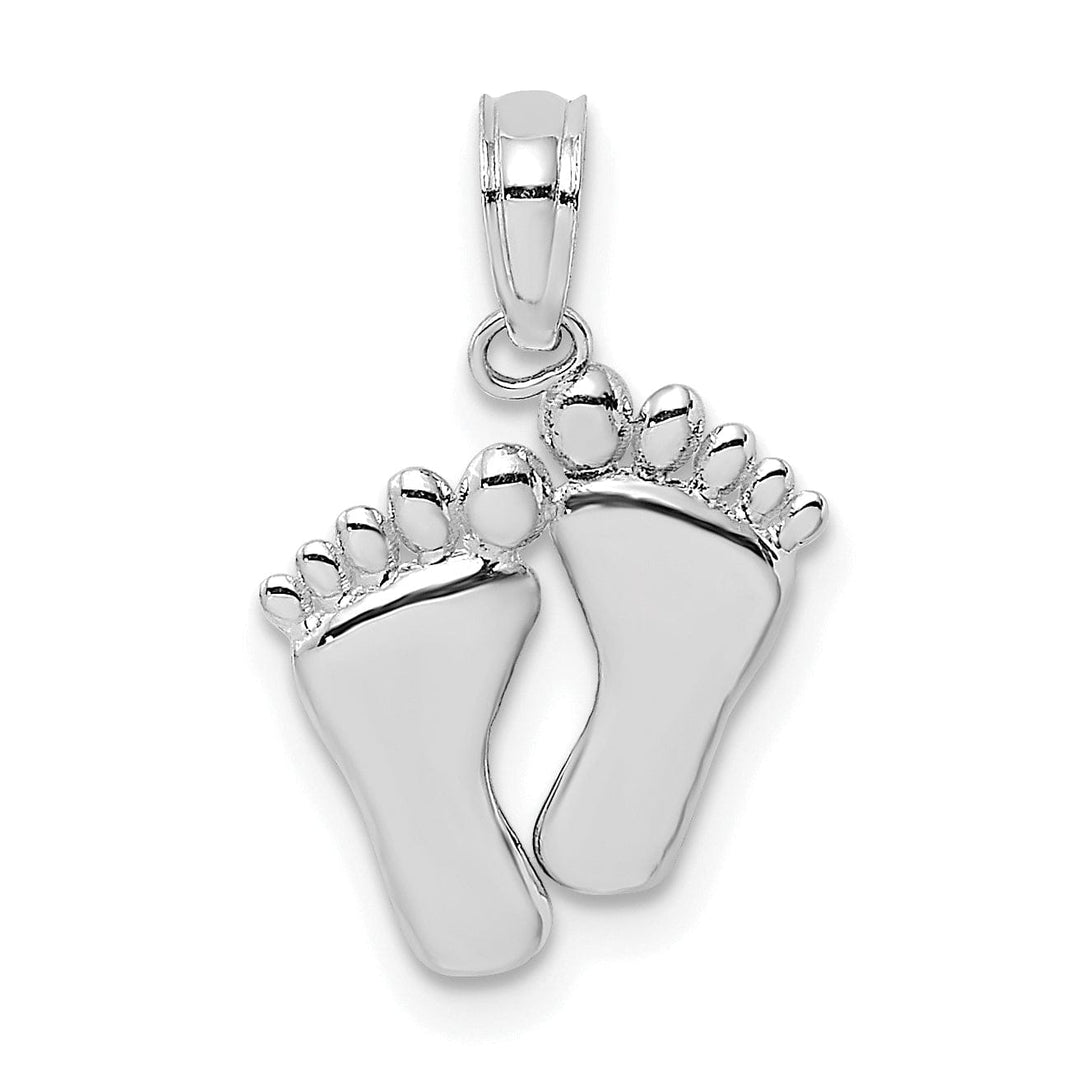 Lovely Rita's Pendants & Charms 14K White Gold Solid Flat Back Double Feet Hang Ten Style Charm Pendant