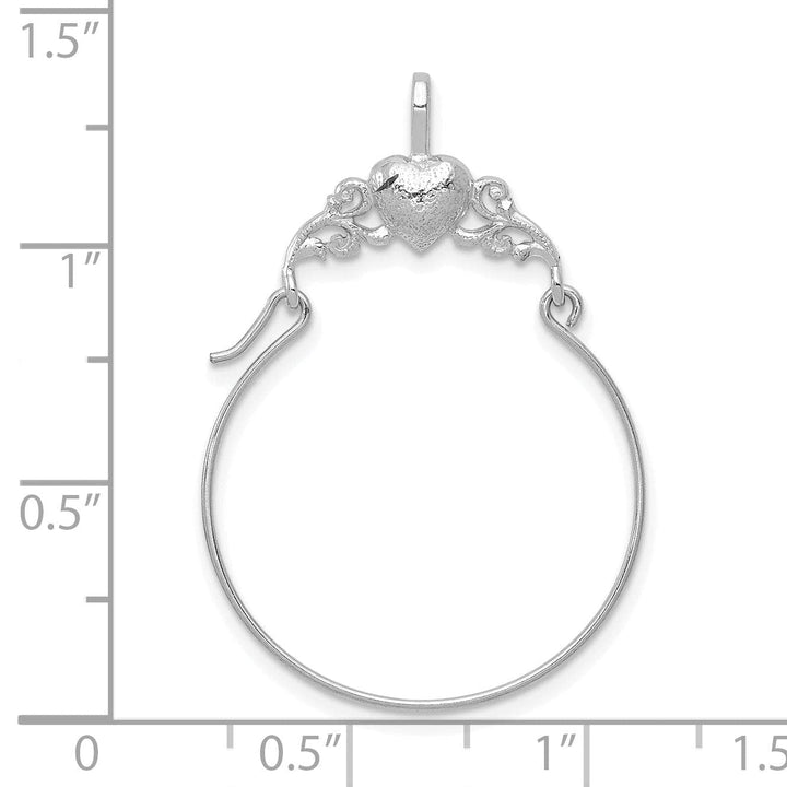 Lovely Rita's Pendants & Charms 14k White Gold Solid Heart Design Charm Holder Pendant