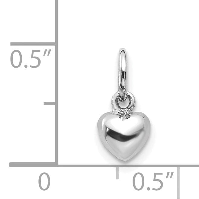 Lovely Rita's Pendants & Charms 14k White Gold Solid Plain Puffed Heart Charm