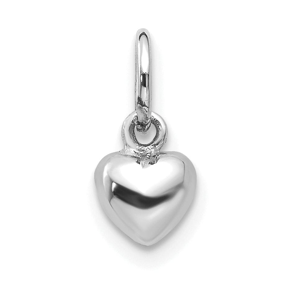 Lovely Rita's Pendants & Charms 14k White Gold Solid Plain Puffed Heart Charm
