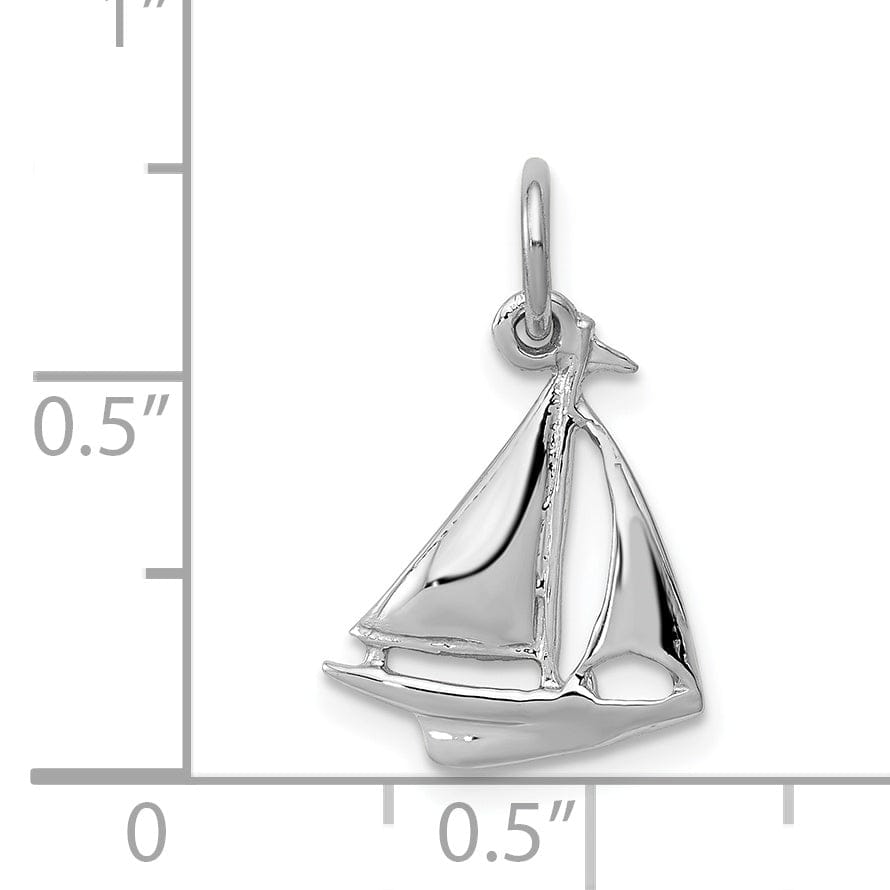Lovely Rita's Pendants & Charms 14k White Gold Solid Polish 3-D Sailboat Charm