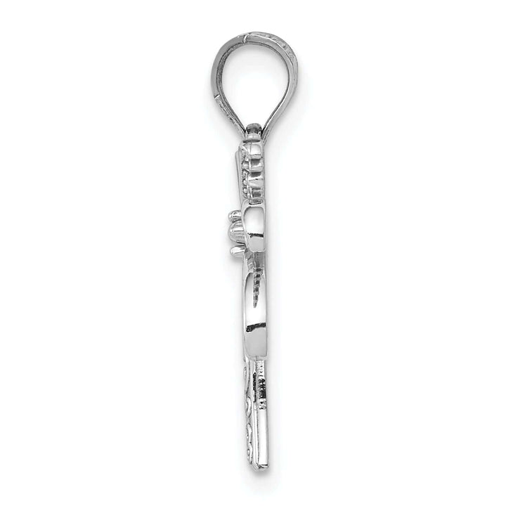 Lovely Rita's Pendants & Charms 14k White Gold Solid Polish Engraved Finish Design Men's Palm Tree Charm Pendant