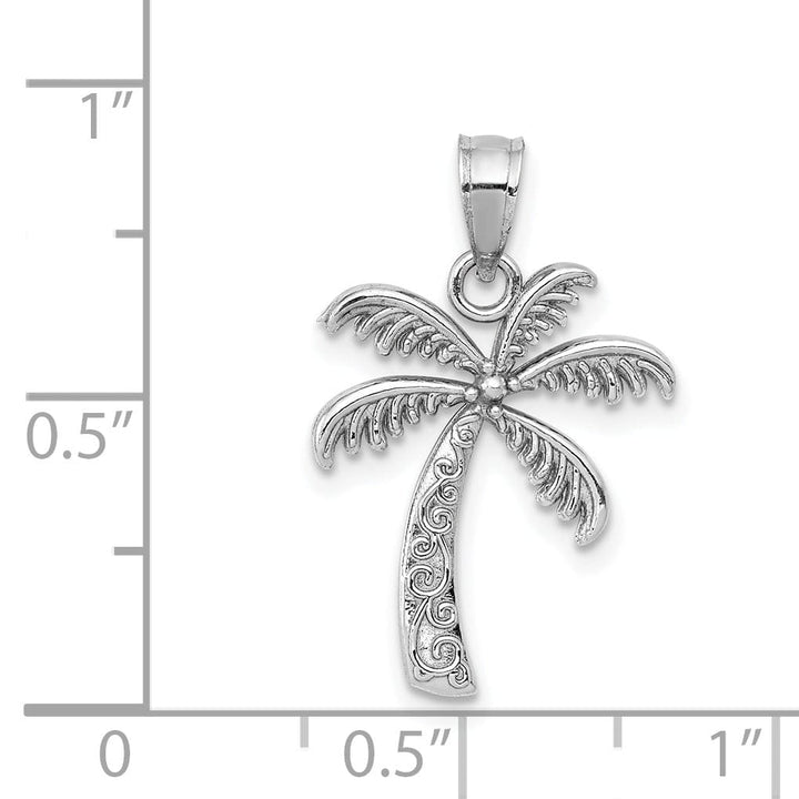 Lovely Rita's Pendants & Charms 14k White Gold Solid Polish Engraved Finish Design Men's Palm Tree Charm Pendant