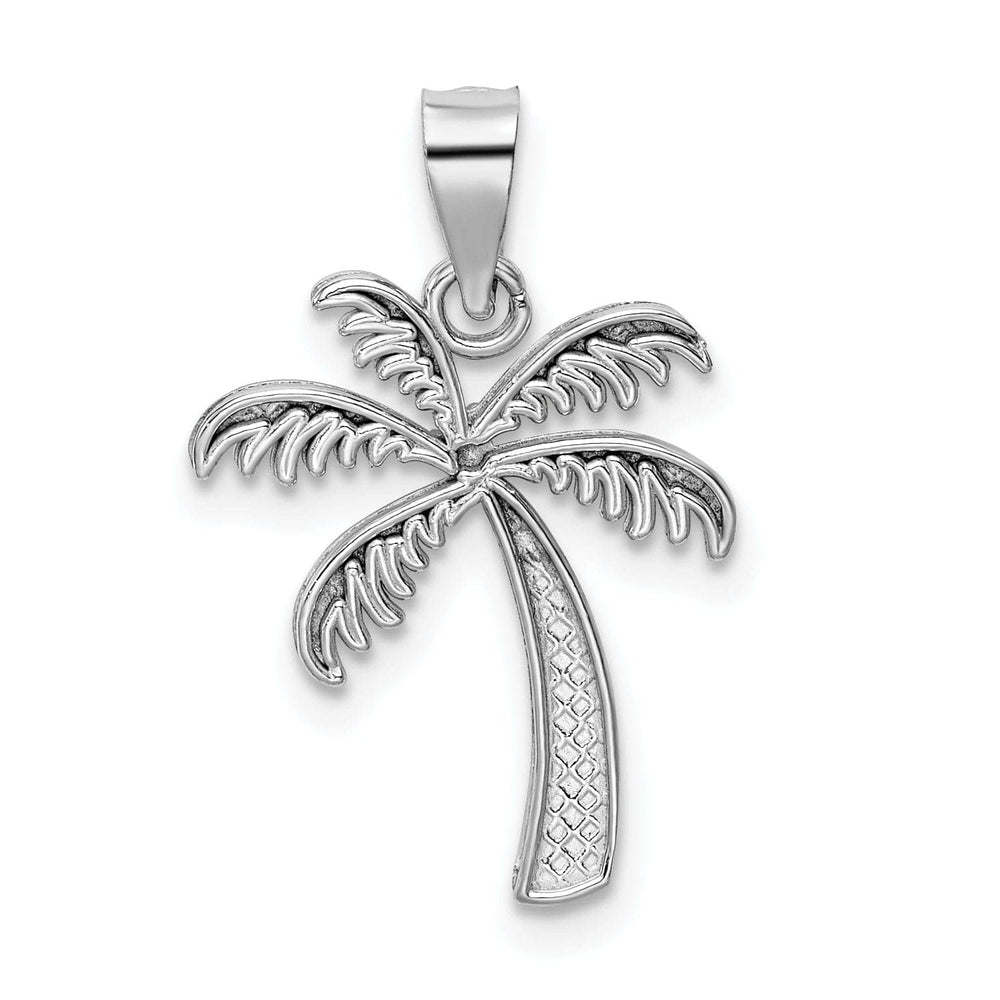 Lovely Rita's Pendants & Charms 14k White Gold Solid Polish Engraved Finish Design Men's Palm Tree Charm Pendant