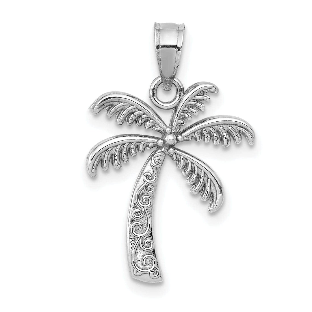 Lovely Rita's Pendants & Charms 14k White Gold Solid Polish Engraved Finish Design Men's Palm Tree Charm Pendant