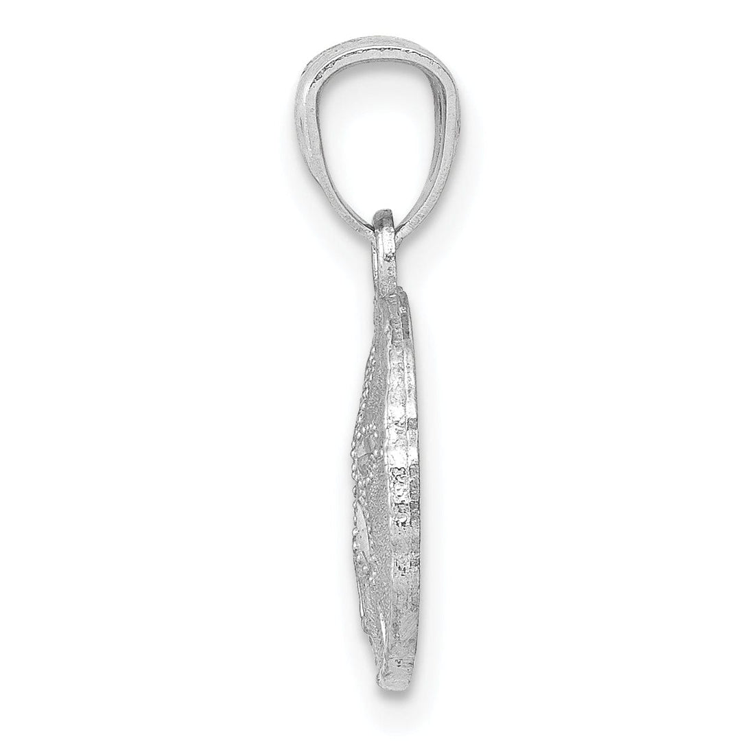 Lovely Rita's Pendants & Charms 14K White Gold Solid Polished and Textured Finish Sea Sand Dollar Charm Pendant