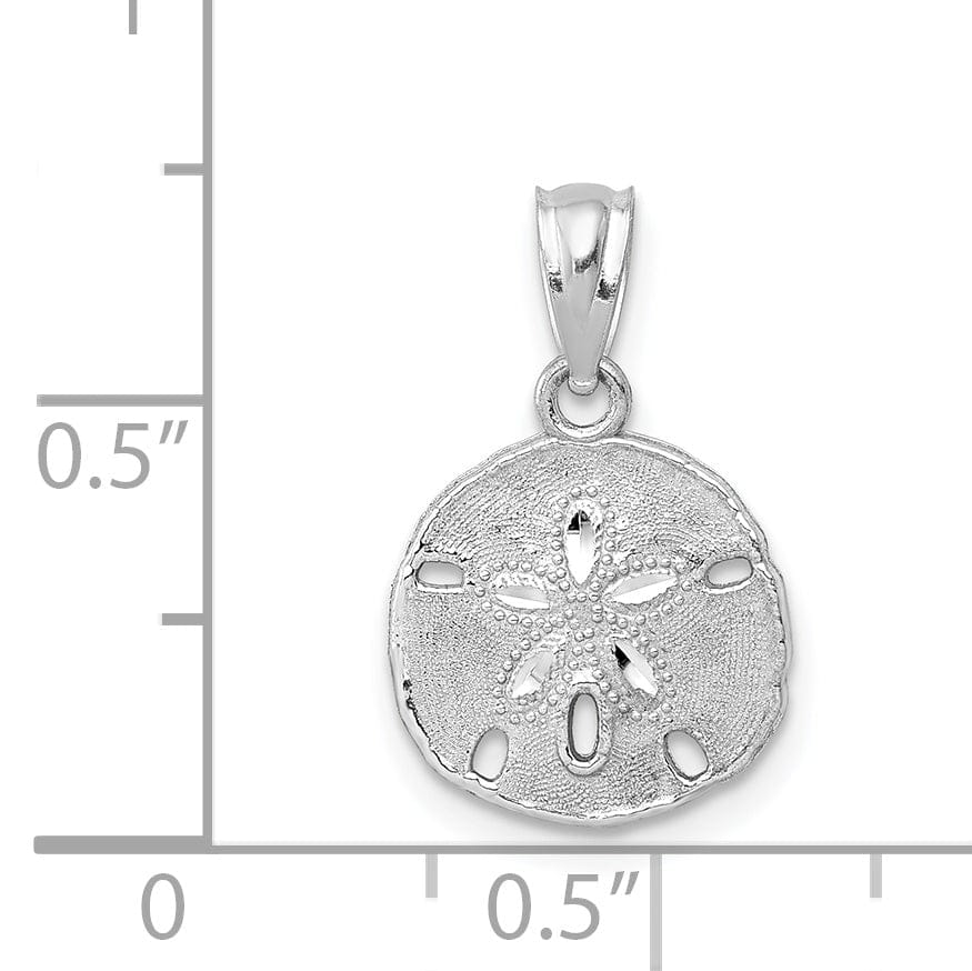 Lovely Rita's Pendants & Charms 14K White Gold Solid Polished and Textured Finish Sea Sand Dollar Charm Pendant