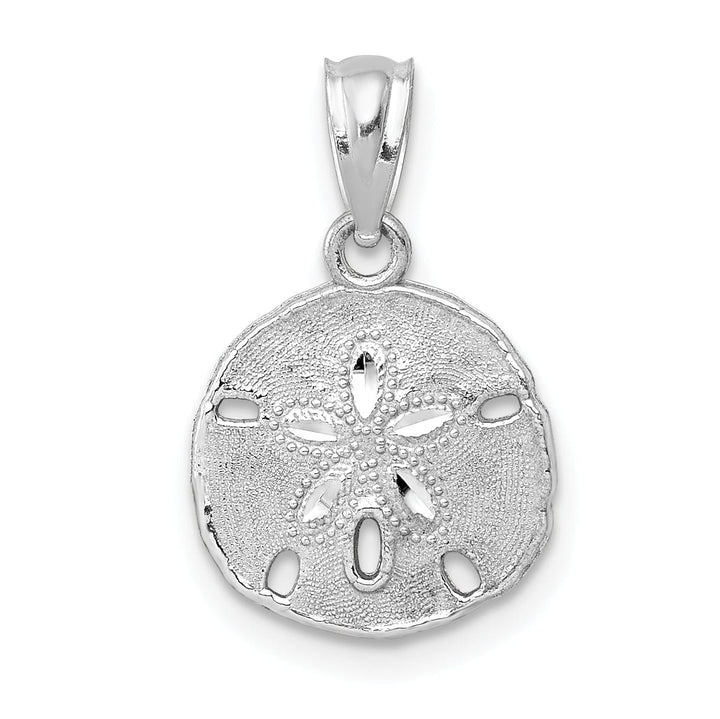 Lovely Rita's Pendants & Charms 14K White Gold Solid Polished and Textured Finish Sea Sand Dollar Charm Pendant
