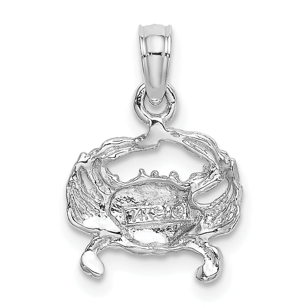Lovely Rita's Pendants & Charms 14k White Gold Solid Polished Blue Claw Crab Charm Pendant