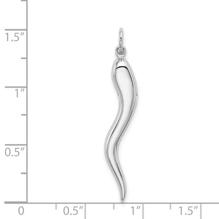 Lovely Rita's Pendants & Charms 14k White Gold Solid Polished Finish 3-Dimensional Large Italian Horn Charm Pendant