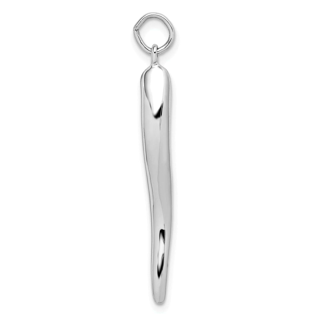 Lovely Rita's Pendants & Charms 14k White Gold Solid Polished Finish 3-Dimensional Large Italian Horn Charm Pendant