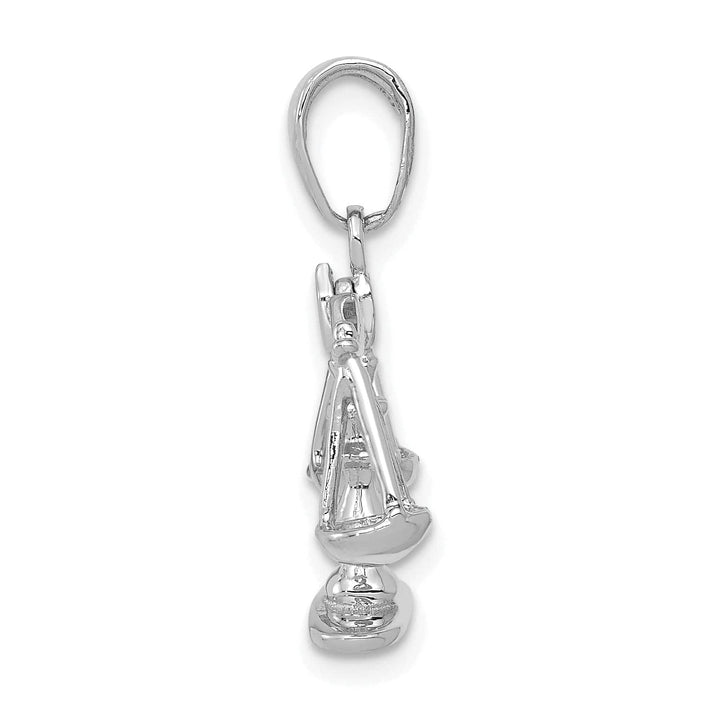 Lovely Rita's Pendants & Charms 14k White Gold Solid Polished Finish 3-Dimensional Moveable Scales of Justice Charm Pendant