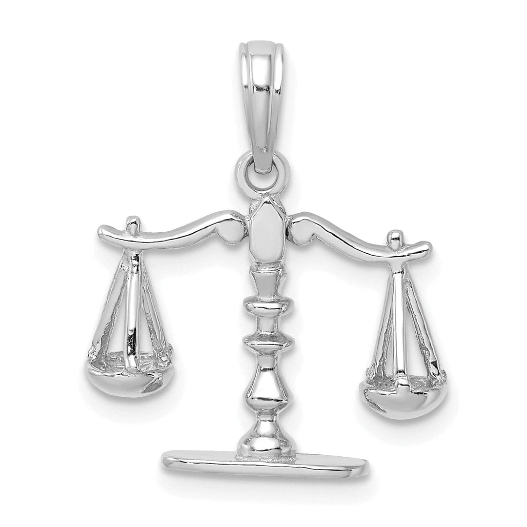 Lovely Rita's Pendants & Charms 14k White Gold Solid Polished Finish 3-Dimensional Moveable Scales of Justice Charm Pendant