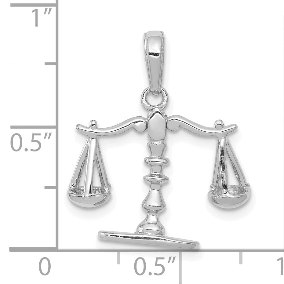 Lovely Rita's Pendants & Charms 14k White Gold Solid Polished Finish 3-Dimensional Moveable Scales of Justice Charm Pendant