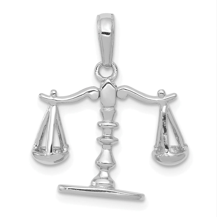 Lovely Rita's Pendants & Charms 14k White Gold Solid Polished Finish 3-Dimensional Moveable Scales of Justice Charm Pendant