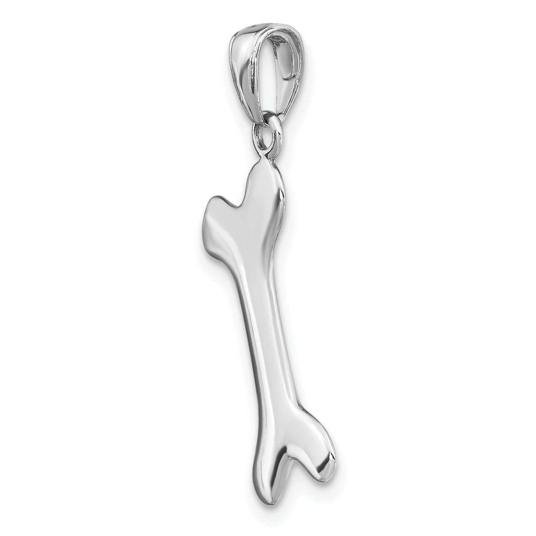Lovely Rita's Pendants & Charms 14k White Gold Solid Polished Finish 3-Dimentional Dog Bone Charm Pendant
