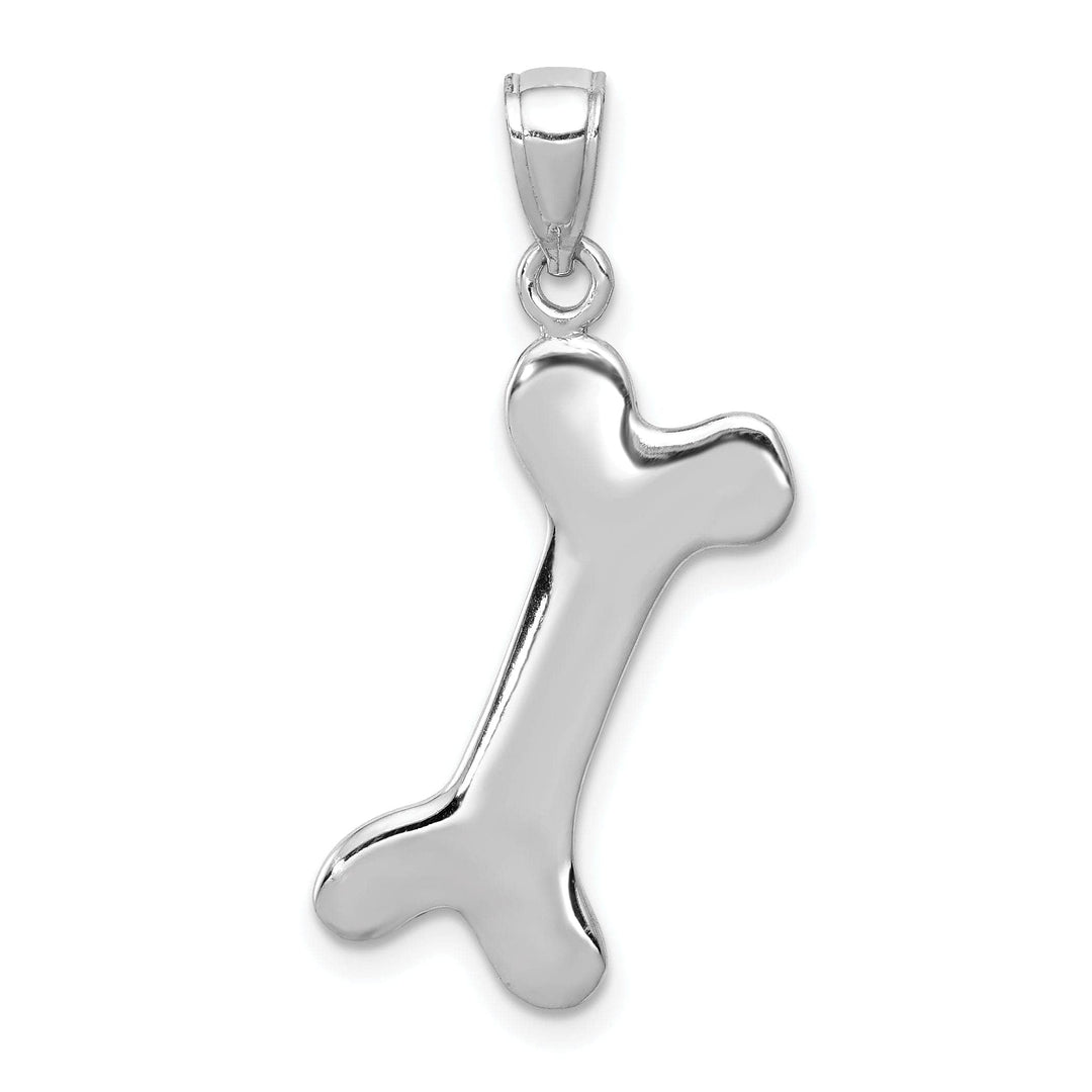Lovely Rita's Pendants & Charms 14k White Gold Solid Polished Finish 3-Dimentional Dog Bone Charm Pendant